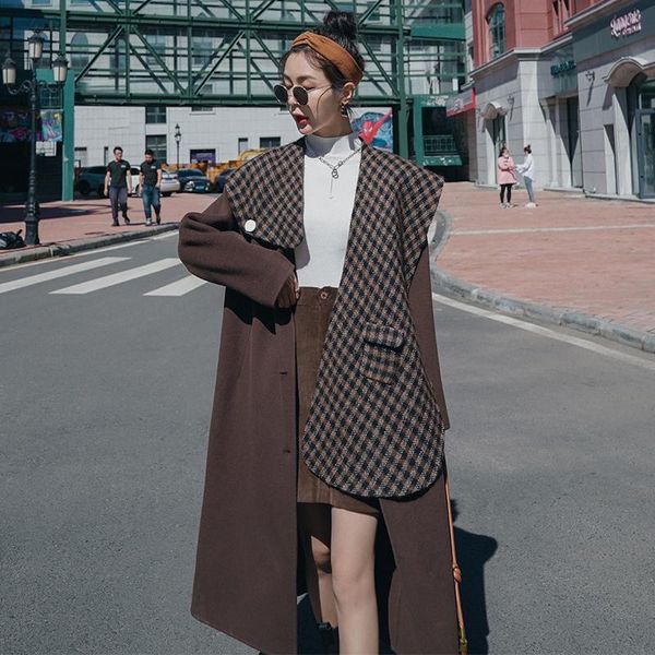 women's wool & blends autumn winter clothes women fashion splice scarf collar loose long woolen coat overcoat office lady elegant plus, Black
women's wool & blends autumn winter clothes women fashion splice scarf collar loose long woolen coat overcoat office lady elegant plus, Black