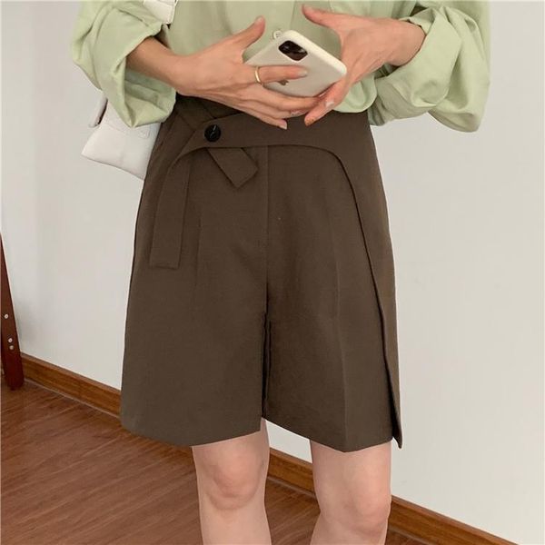 women's shorts loose irregular buckle suit women plus size solid casual wide leg high waist pants chic fashion elegant, White;black
women's shorts loose irregular buckle suit women plus size solid casual wide leg high waist pants chic fashion elegant, White;black