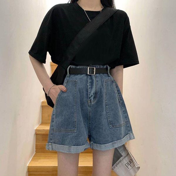 women's shorts summer korean version ins high waist curled denim loose and versatile show thin a-line wide leg pants trend, White;black
women's shorts summer korean version ins high waist curled denim loose and versatile show thin a-line wide leg pants trend, White;black