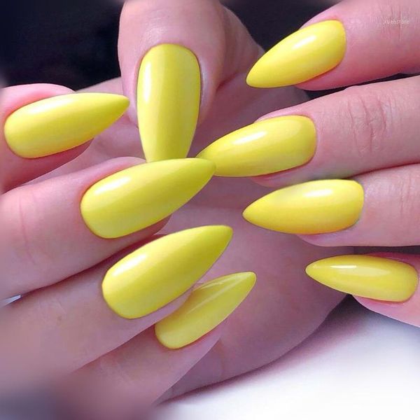24pcs yellow manicure false nails long stiletto fake tip for design diy lady fingernail art1, Red;gold
24pcs yellow manicure false nails long stiletto fake tip for design diy lady fingernail art1, Red;gold