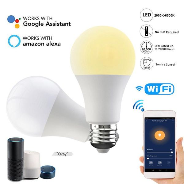 smart home control 9w wifi light bulb e27 b22 e26 cw ww dimmable led lamp app wake up night work with amazon alexa google
smart home control 9w wifi light bulb e27 b22 e26 cw ww dimmable led lamp app wake up night work with amazon alexa google
