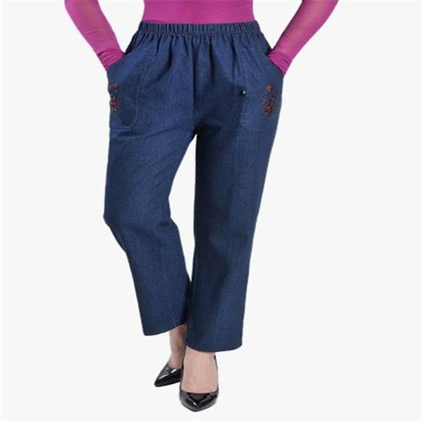 women's jeans woman spring plus size high elastic waist full length straight female autumn oversized loose trousers lady embroidery pan, Blue
women's jeans woman spring plus size high elastic waist full length straight female autumn oversized loose trousers lady embroidery pan, Blue