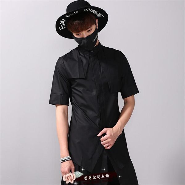 men's casual shirts xs-6xl 2021 clothing hair stylist fashion gd five split sleeve slim shirt plus size singer costumes, White;black
men's casual shirts xs-6xl 2021 clothing hair stylist fashion gd five split sleeve slim shirt plus size singer costumes, White;black