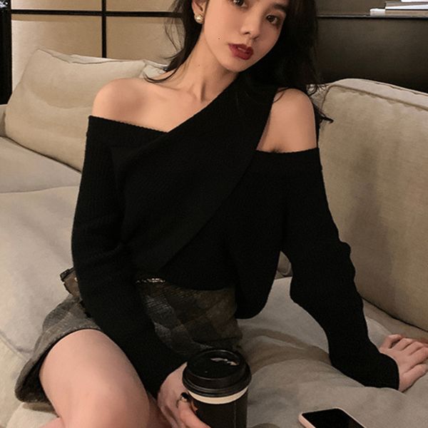 sweater spring autumn two-wear knitted women off-shoulder pullover base irregular crop pull femme pxf0, White;black
sweater spring autumn two-wear knitted women off-shoulder pullover base irregular crop pull femme pxf0, White;black