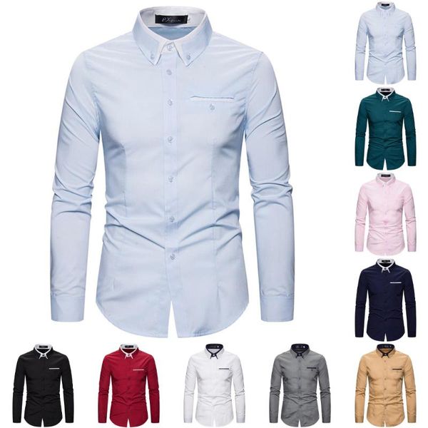 men's casual shirts mens slim fit long sleeve basic shirt man blouse vintage solid turn down collar 2021, White;black
men's casual shirts mens slim fit long sleeve basic shirt man blouse vintage solid turn down collar 2021, White;black
