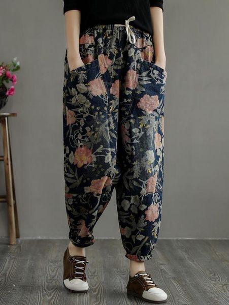 indie folk printed jeans women spliced retro loose elastic waist drawstring pocket casual denim harem pants autumn wild women's, Blue
indie folk printed jeans women spliced retro loose elastic waist drawstring pocket casual denim harem pants autumn wild women's, Blue