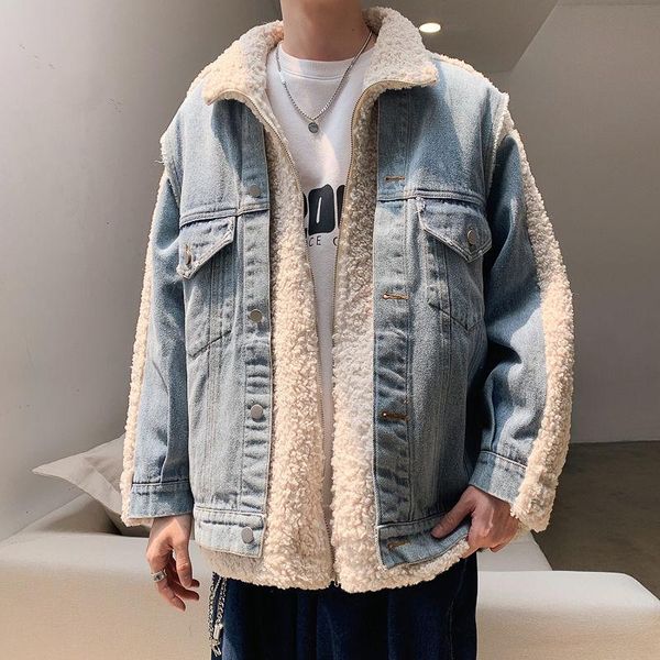 men's jackets trendy patchwork lamb wool denim jacket coat men autumn winter stand collar fake two-piece big size thick warm, Black;brown
men's jackets trendy patchwork lamb wool denim jacket coat men autumn winter stand collar fake two-piece big size thick warm, Black;brown