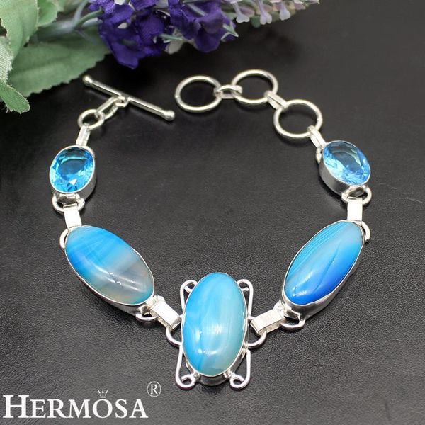 link, chain hermosa marvelous gnetle blue botswanaagate links bracelet 8 inch ny1047, Black
link, chain hermosa marvelous gnetle blue botswanaagate links bracelet 8 inch ny1047, Black