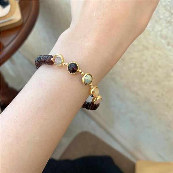 charm bracelets u-magical bohemian natural circle pomegranate stone bracelet for women multicolor beaded metallic jewellery, Golden;silver
charm bracelets u-magical bohemian natural circle pomegranate stone bracelet for women multicolor beaded metallic jewellery, Golden;silver