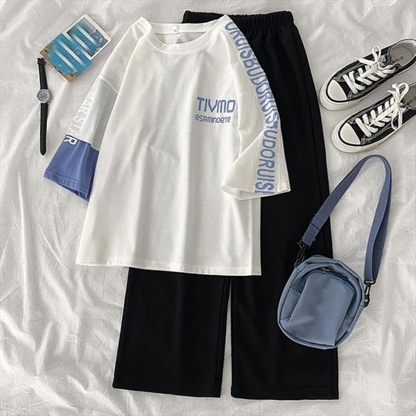 fashion suit summer casual womens pants two piece set short sleeve cotton t shirts and loose high wide leg, White
fashion suit summer casual womens pants two piece set short sleeve cotton t shirts and loose high wide leg, White