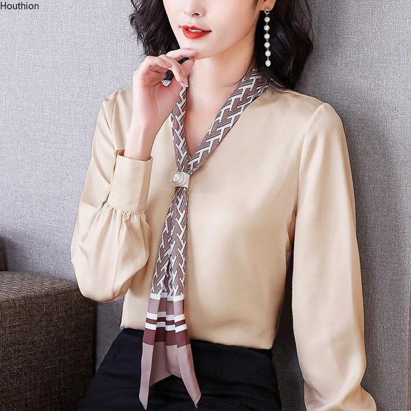 women's blouses & shirts houthion long-sleeved blouse casual summer shirt comfortable fashion v-neck bow pure silk, White
women's blouses & shirts houthion long-sleeved blouse casual summer shirt comfortable fashion v-neck bow pure silk, White