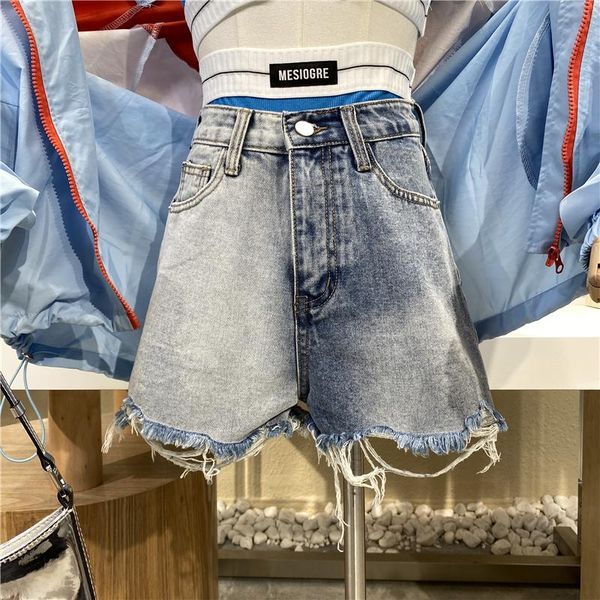 niche design 2021 patch color worn out burr edge jean shorts high waist straight tube wide leg pants hip lift women's jeans, Blue
niche design 2021 patch color worn out burr edge jean shorts high waist straight tube wide leg pants hip lift women's jeans, Blue