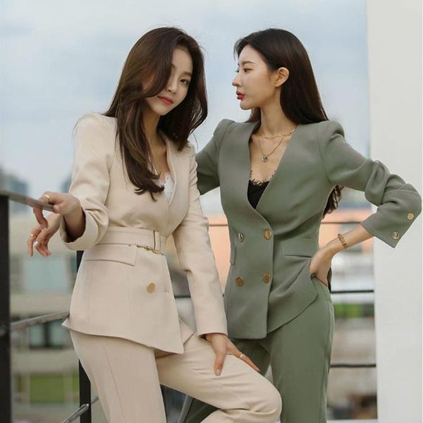 fashion women long sleeve blazer with belt pants suit office lady two piece sets women's, White
fashion women long sleeve blazer with belt pants suit office lady two piece sets women's, White