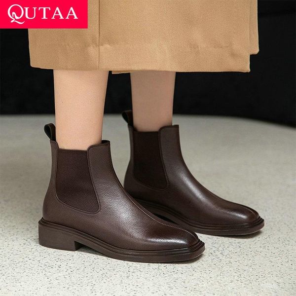 boots qutaa 2022 square toe concise ankle fashion low heel slip on women shoes cow leather pu short size 34-40, Black
boots qutaa 2022 square toe concise ankle fashion low heel slip on women shoes cow leather pu short size 34-40, Black