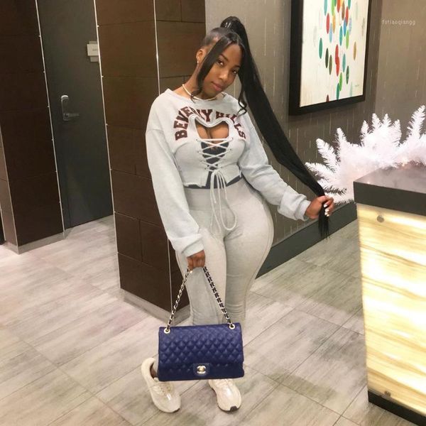 women's tracksuits ueteey two-piece casual print bandage design letter grey pant set, Gray
women's tracksuits ueteey two-piece casual print bandage design letter grey pant set, Gray