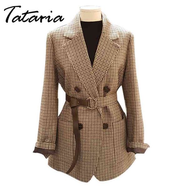 korean plaid women blazer jacket casual double-breasted sashes office lady suit elegant chic coats spring 210514, White;black
korean plaid women blazer jacket casual double-breasted sashes office lady suit elegant chic coats spring 210514, White;black