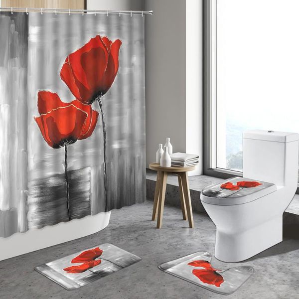 shower curtains red flowers poppies pattern fabric curtain bathroom bath sets non-slip rugs toilet cover mats home decor carpets
shower curtains red flowers poppies pattern fabric curtain bathroom bath sets non-slip rugs toilet cover mats home decor carpets