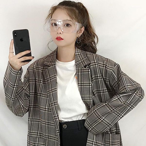 women's suits & blazers loose plaid blazer women plus size work coat korean style fall 2021 mujer casacas para ladies coats 50x057, White;black
women's suits & blazers loose plaid blazer women plus size work coat korean style fall 2021 mujer casacas para ladies coats 50x057, White;black