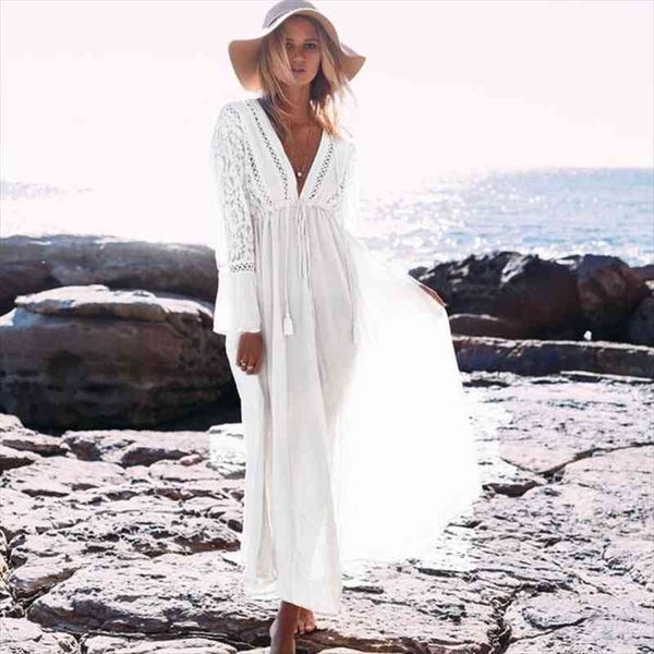 long sleeve beach cover dresses vintage lace white summer dress deep v neck long women dress boho bohemia vestidos, Black;gray
long sleeve beach cover dresses vintage lace white summer dress deep v neck long women dress boho bohemia vestidos, Black;gray