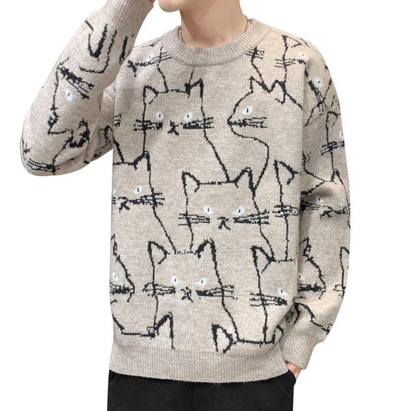 men's sweaters mens winter casual cartoon cat pattern men pullover fit knitted round neck male funny sweater thicken warm kitten cute, White;black
men's sweaters mens winter casual cartoon cat pattern men pullover fit knitted round neck male funny sweater thicken warm kitten cute, White;black