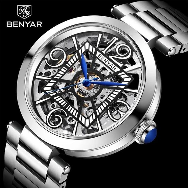 wristwatches benyar 2021 brand watch men stainless steel waterproof clock men's automatic mechanical luxury relogio masculino, Slivery;brown
wristwatches benyar 2021 brand watch men stainless steel waterproof clock men's automatic mechanical luxury relogio masculino, Slivery;brown