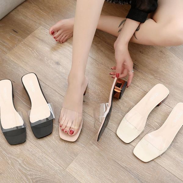slippers txj summer transparent mules slides women shoes peep toe square med heels clear ladies woman, Black
slippers txj summer transparent mules slides women shoes peep toe square med heels clear ladies woman, Black