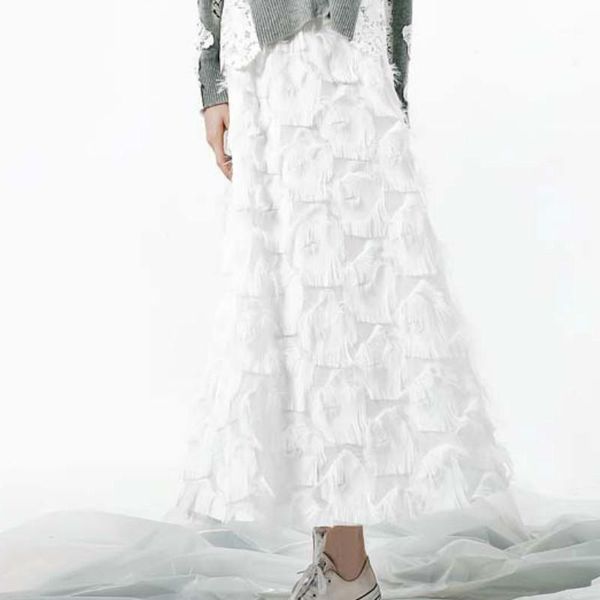 skirts elastic waist long skirt women clothing 2021 spring summer retro solid lace fairy woman elegant tassel female, Black
skirts elastic waist long skirt women clothing 2021 spring summer retro solid lace fairy woman elegant tassel female, Black