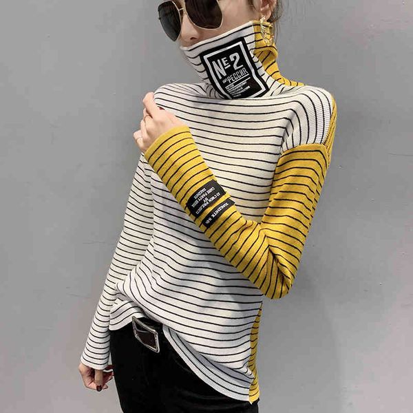 #3807 spring stripe sweater high neck thin knitted spliced sleeve elastic sweaters ladies turtleneck pullover women, White;black
#3807 spring stripe sweater high neck thin knitted spliced sleeve elastic sweaters ladies turtleneck pullover women, White;black