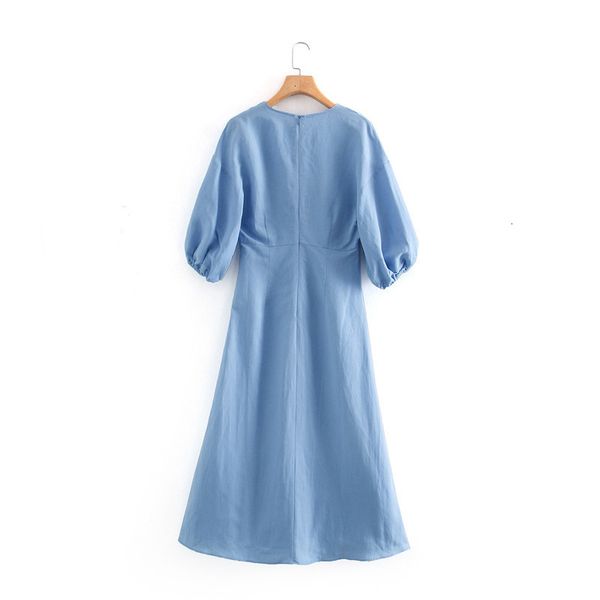 fashion casual dresses women's solid color puff sleeve v-neck midi slim holiday dress, Black;gray
fashion casual dresses women's solid color puff sleeve v-neck midi slim holiday dress, Black;gray