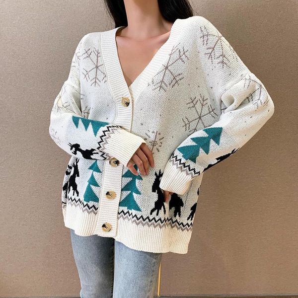 women's christmas coat cartoon elk snowflake print v-neck long sleeve woven cardigan button opening ladies fashion wild clothes knits &, White
women's christmas coat cartoon elk snowflake print v-neck long sleeve woven cardigan button opening ladies fashion wild clothes knits &, White