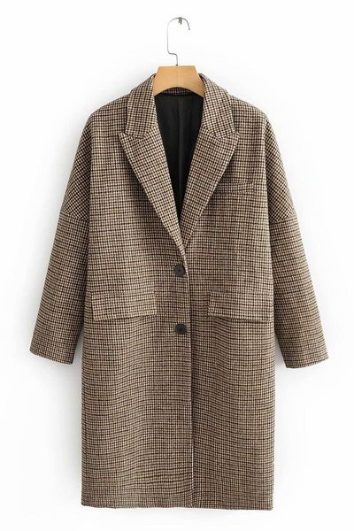 women's wool & blends fall 2021 european american elegant mid-length plaid coat for women temperament long jacket, Black
women's wool & blends fall 2021 european american elegant mid-length plaid coat for women temperament long jacket, Black