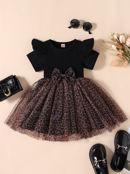 toddler girls leopard mesh overlay ruffle trim bow front dress she, Red;yellow
toddler girls leopard mesh overlay ruffle trim bow front dress she, Red;yellow