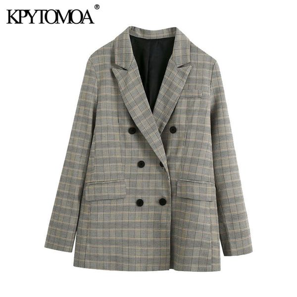 women fashion office wear double breasted check blazer coat vintage long sleeve pockets female outerwear chic 210416, White;black
women fashion office wear double breasted check blazer coat vintage long sleeve pockets female outerwear chic 210416, White;black