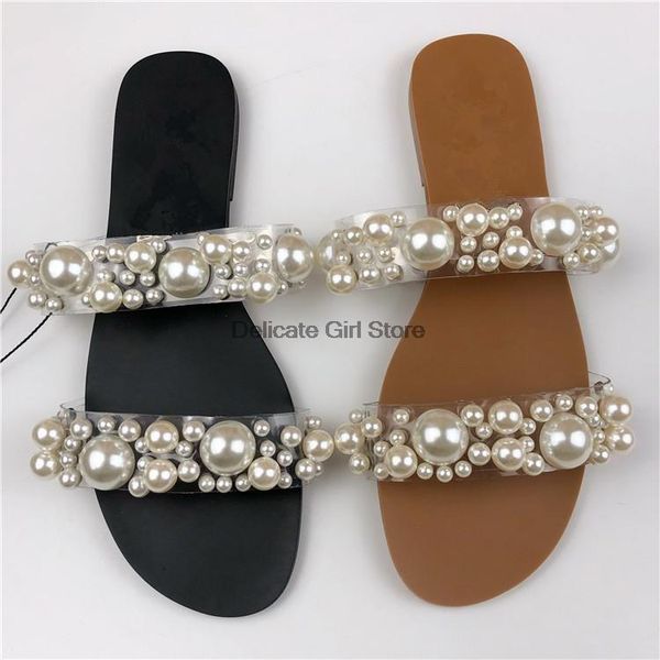 size 40-42 arrival 2021 summer women pearl flat slippers transparent outside brown slides casuals beach, Black
size 40-42 arrival 2021 summer women pearl flat slippers transparent outside brown slides casuals beach, Black