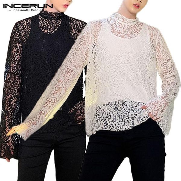 men's casual shirts incerun men sets fashion lace shirt two piece long sleeve see-through hollow out party clubwear mesh s-5xl, White;black
men's casual shirts incerun men sets fashion lace shirt two piece long sleeve see-through hollow out party clubwear mesh s-5xl, White;black