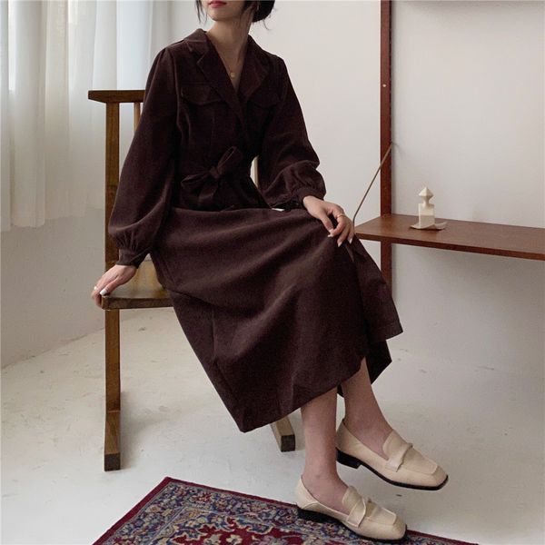spring autumn chic elegant long trench dress women ol work wear office corduroy solid maxi es vestidos 210421, Black;gray
spring autumn chic elegant long trench dress women ol work wear office corduroy solid maxi es vestidos 210421, Black;gray