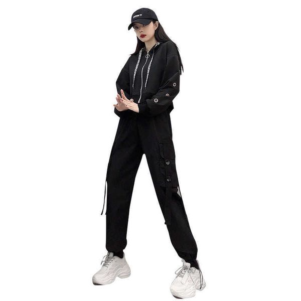 spring women's high waist cargo pants loose casual two-piece suit pocket jogger elastic streetwear 210531, White
spring women's high waist cargo pants loose casual two-piece suit pocket jogger elastic streetwear 210531, White