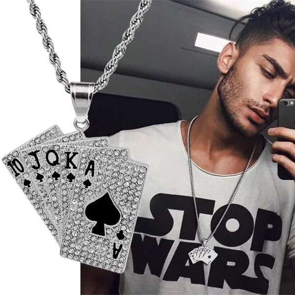 pendant necklaces vintage poker for men women enamel playing cards statement necklace hip hop jewelry party gift wholesale, Silver
pendant necklaces vintage poker for men women enamel playing cards statement necklace hip hop jewelry party gift wholesale, Silver