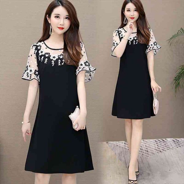 large size summer lace stitched women dress pattern vestido de mujer femme robe, Black;gray
large size summer lace stitched women dress pattern vestido de mujer femme robe, Black;gray