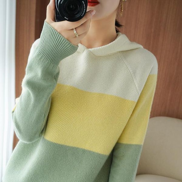 brand ladies 100% pure wool sweater full sleeve knit pullover loose hooded cashmere soft and warm product women's sweaters, White;black
brand ladies 100% pure wool sweater full sleeve knit pullover loose hooded cashmere soft and warm product women's sweaters, White;black