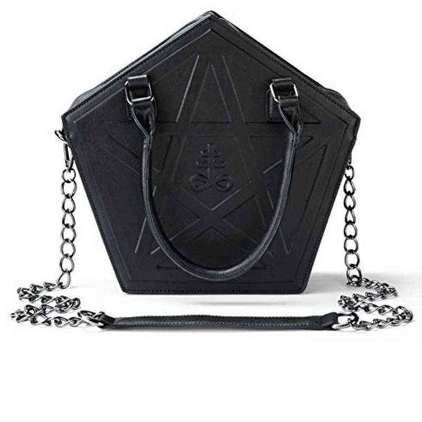 jierotyx pentagram punk darkness gothic star handbag women girl black pu soft leather shoulder bag with chain high quality
jierotyx pentagram punk darkness gothic star handbag women girl black pu soft leather shoulder bag with chain high quality