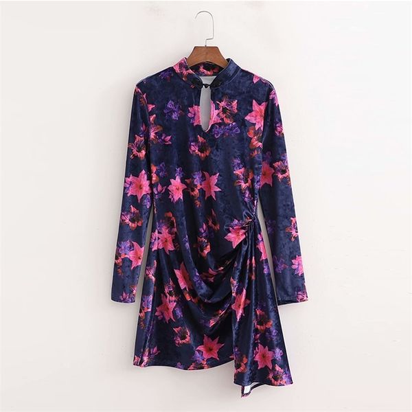 women summer vintage velvet mini dress long sleeve sheath slim floral print female elegant casual dresses clothes vestidos 210513, Black;gray
women summer vintage velvet mini dress long sleeve sheath slim floral print female elegant casual dresses clothes vestidos 210513, Black;gray