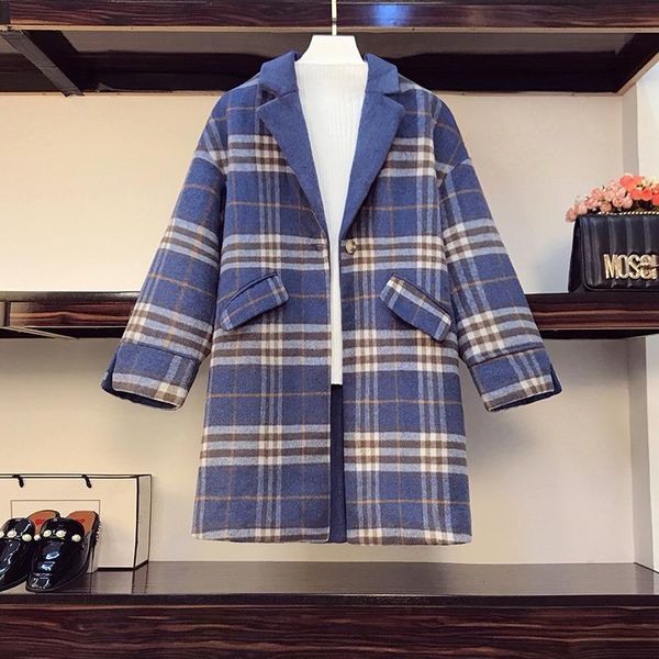 women's wool & blends 2021 fashion clothing single button turn-down collar full plaid coat women, Black
women's wool & blends 2021 fashion clothing single button turn-down collar full plaid coat women, Black