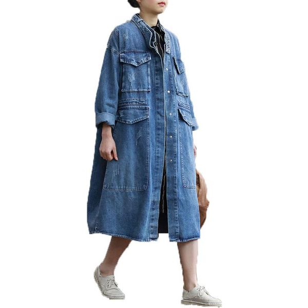 women's trench coats wsyore mid-long denim jacket women spring and autumn casual large size retro loose coat female ns2766, Tan;black
women's trench coats wsyore mid-long denim jacket women spring and autumn casual large size retro loose coat female ns2766, Tan;black