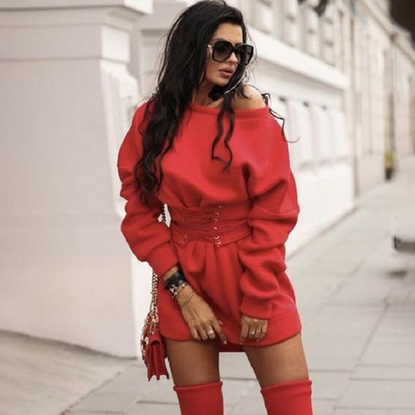 casual dresses autumn winter women's o-neck long sleeve sweatshirt mini dress fashion black white high waist lace up slim women, Black;gray
casual dresses autumn winter women's o-neck long sleeve sweatshirt mini dress fashion black white high waist lace up slim women, Black;gray