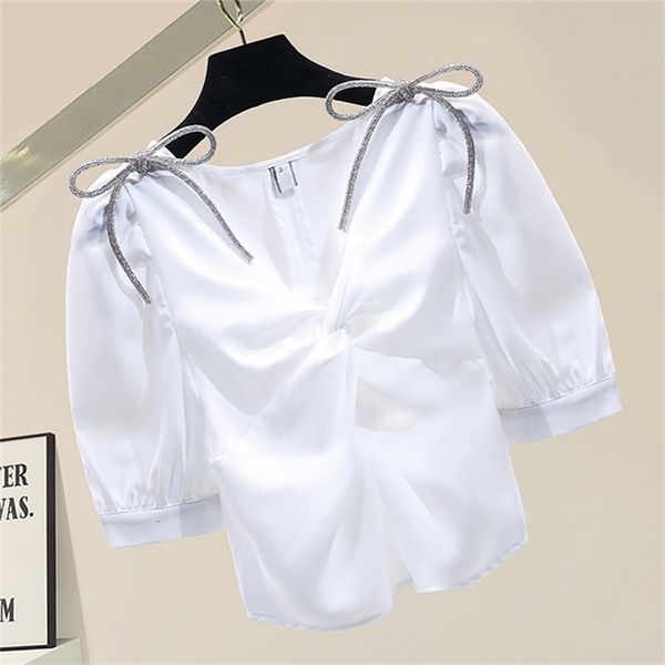 women's blouses & shirts fashion lace up bow sleeve short women straight v-neck s-l white black shirt summer pa4r
women's blouses & shirts fashion lace up bow sleeve short women straight v-neck s-l white black shirt summer pa4r