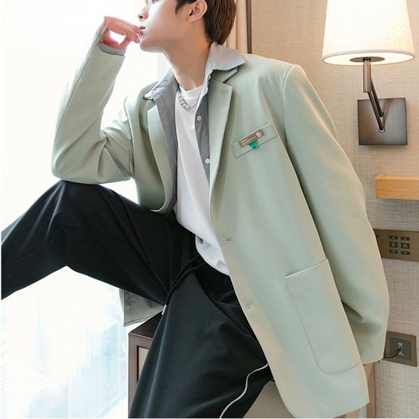 men's suit coat splicing fake two pieces long sleeve green blazers 2021 new autumn winter fashion korean clothing 9y9080, White;black
men's suit coat splicing fake two pieces long sleeve green blazers 2021 new autumn winter fashion korean clothing 9y9080, White;black
