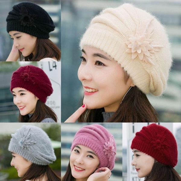 berets fashion cap women casual flower knit crochet beanie hat winter warm beret cute for women's girl female drop, Blue;gray
berets fashion cap women casual flower knit crochet beanie hat winter warm beret cute for women's girl female drop, Blue;gray
