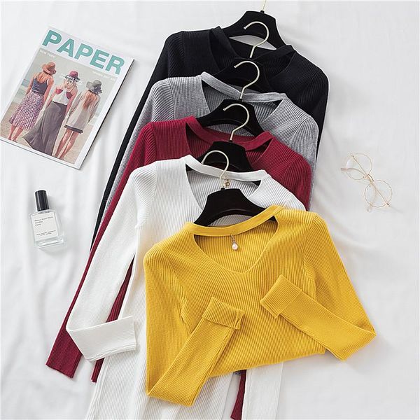 women's sweaters fall/winter casual long sleeve women sweater high elastic solid fashion slim knitted pullovers, White;black
women's sweaters fall/winter casual long sleeve women sweater high elastic solid fashion slim knitted pullovers, White;black