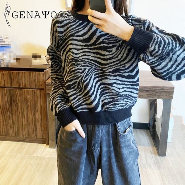 genayooa o-neck zebra sweater women autumn winter chic korean style soft knitted pullover jumper femme fashion 210417, White;black
genayooa o-neck zebra sweater women autumn winter chic korean style soft knitted pullover jumper femme fashion 210417, White;black